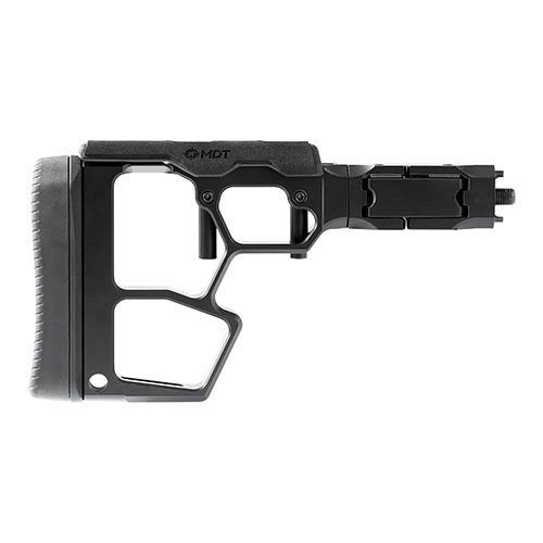 Le MDT Skeleton Rifle Stock offre un réglage de la longueur de tir et un appui-joue ajustable, parfait pour un confort optimal et une utilisation efficace.